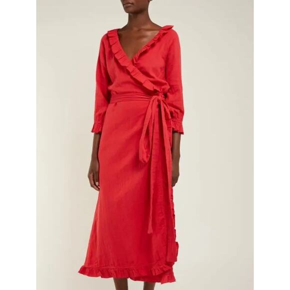 Rhode Resort Red Red Jagger Wrap Dress size L - Picture 1 of 13